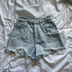 PACSUN- Ultra high light wash jeans shorts.